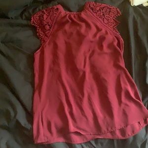 Express Size M Burgundy High Neck Blouse